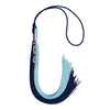 Dark Navy Blue/Light Blue Graduation Tassel with Silver Stacked Date Drop by Wholesale Grad Supply