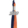 Navy Blue/Orange Graduation Tassel with Silver Date Drop by Wholesale Grad Supply