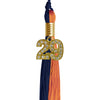 Navy Blue/Orange Graduation Tassel with Gold Bling Charm by Wholesale Grad Supply