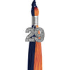 Navy Blue/Orange Graduation Tassel with Silver Bling Charm by Wholesale Grad Supply
