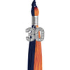 Navy Blue/Orange Graduation Tassel with Silver Bling Charm by Wholesale Grad Supply