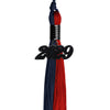 Dark Navy Blue/Red Graduation Tassel with Black Date Drop by Wholesale Grad Supply