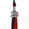 Dark Navy Blue/Red Graduation Tassel with Silver Bling Charm by Wholesale Grad Supply