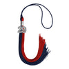 Dark Navy Blue/Red Graduation Tassel with Silver Bling Charm by Wholesale Grad Supply