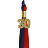 Dark Navy Blue/Red Graduation Tassel with Gold Bling Charm by Wholesale Grad Supply