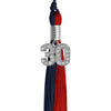 Dark Navy Blue/Red Graduation Tassel with Silver Bling Charm by Wholesale Grad Supply
