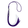 Purple/White Graduation Tassel with Silver Stacked Date Drop by Wholesale Grad Supply