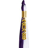 Purple/White Graduation Tassel with Gold Stacked Date Drop by Wholesale Grad Supply