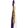 Purple/White Graduation Tassel with Gold Stacked Date Drop by Wholesale Grad Supply