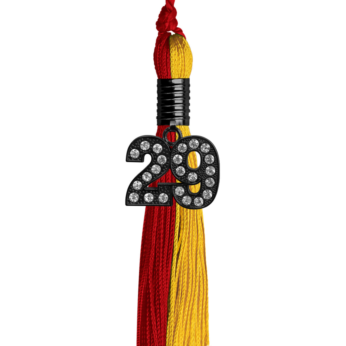 Red/Gold Graduation Tassel with Black Bling Charm by Wholesale Grad Supply