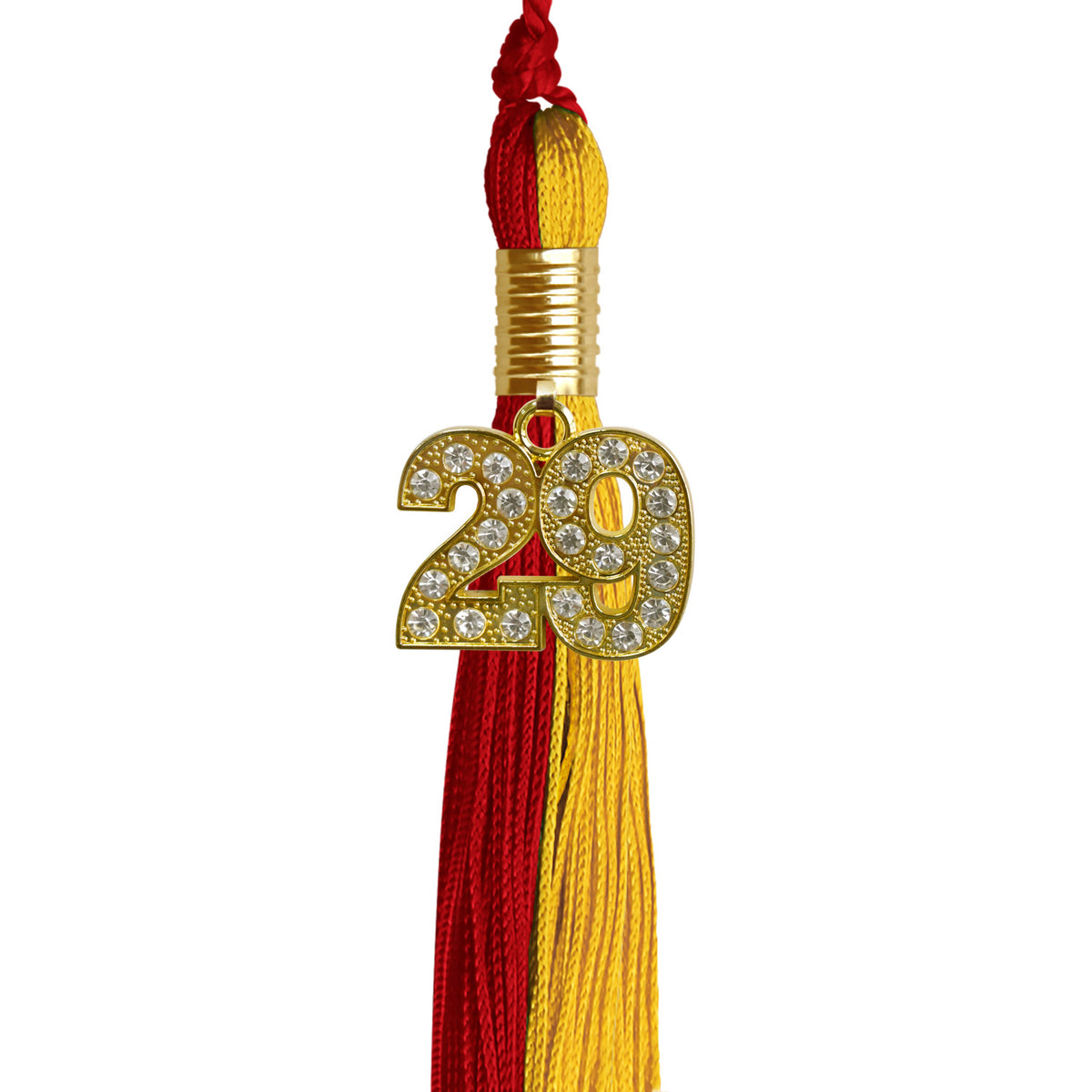 Red/Gold Graduation Tassel with Gold Bling Charm by Wholesale Grad Supply