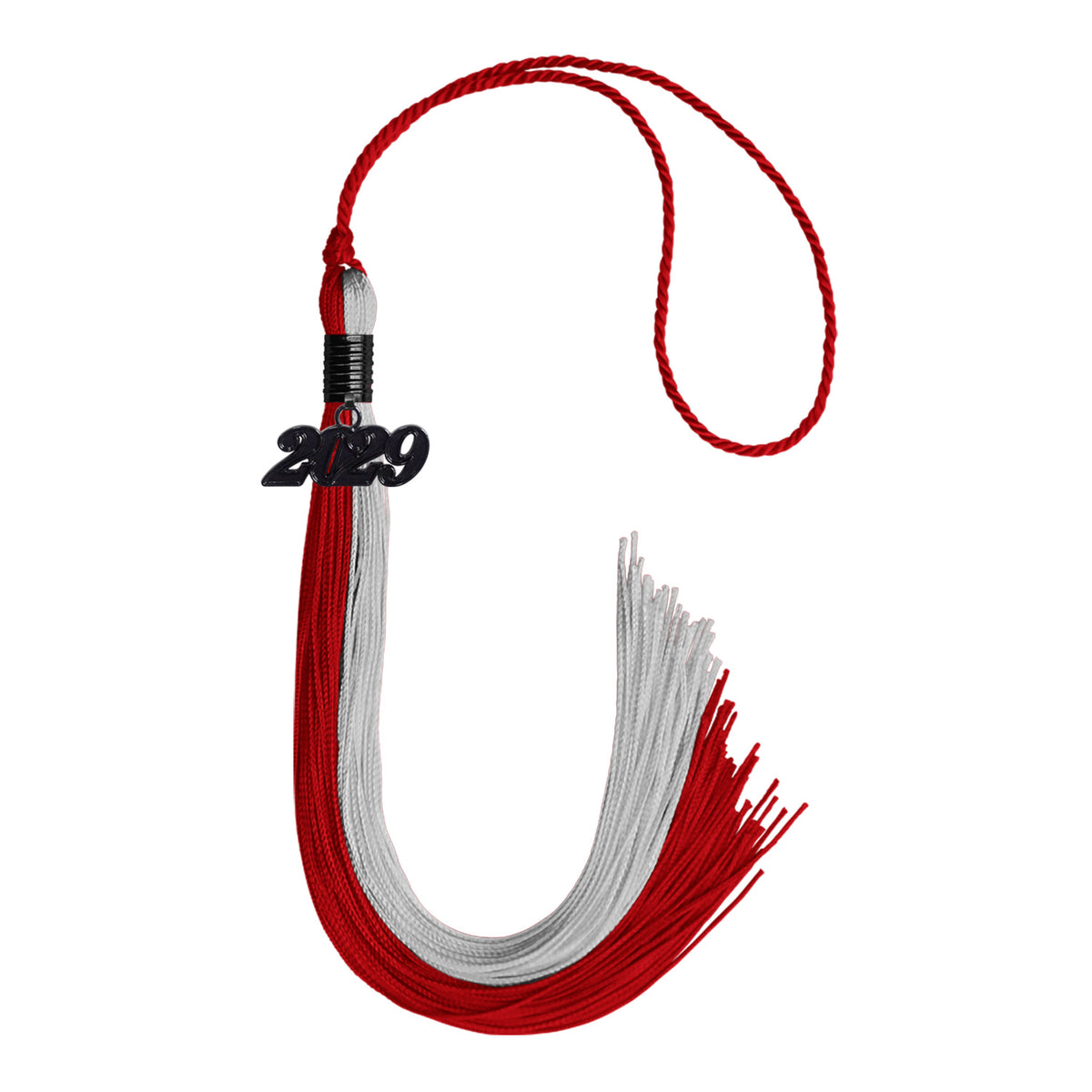 Red/Grey Graduation Tassel with Black Date Drop by Wholesale Grad Supply