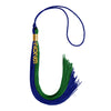 Royal Blue/Green Graduation Tassel with Gold Stacked Date Drop by Wholesale Grad Supply