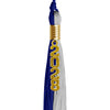 Royal Blue/Grey Graduation Tassel with Gold Stacked Date Drop by Wholesale Grad Supply