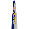 Royal Blue/Grey Graduation Tassel with Gold Stacked Date Drop by Wholesale Grad Supply