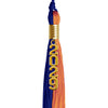 Royal Blue/Orange Graduation Tassel with Gold Stacked Date Drop by Wholesale Grad Supply