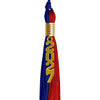 Royal Blue/Red Graduation Tassel with Gold Stacked Date Drop by Wholesale Grad Supply