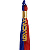 Royal Blue/Red Graduation Tassel with Gold Stacked Date Drop by Wholesale Grad Supply