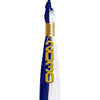 Royal Blue/White Graduation Tassel with Gold Stacked Date Drop by Wholesale Grad Supply