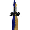 Royal Blue/Antique Gold Graduation Tassel with Black Date Drop by Wholesale Grad Supply