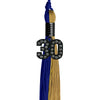 Royal Blue/Antique Gold Graduation Tassel with Black Bling Charm by Wholesale Grad Supply