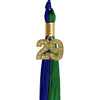 Royal Blue/Green Graduation Tassel with Gold Bling Charm by Wholesale Grad Supply