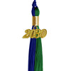 Royal Blue/Green Graduation Tassel with Gold Date Drop by Wholesale Grad Supply
