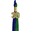 Royal Blue/Green Graduation Tassel with Gold Bling Charm by Wholesale Grad Supply