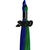 Royal Blue/Green Graduation Tassel with Black Date Drop by Wholesale Grad Supply