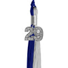 Royal Blue/Grey Graduation Tassel with Silver Bling Charm by Wholesale Grad Supply