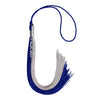 Royal Blue/Grey Graduation Tassel with Silver Stacked Date Drop by Wholesale Grad Supply