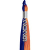 Royal Blue/Orange Graduation Tassel with Silver Stacked Date Drop by Wholesale Grad Supply