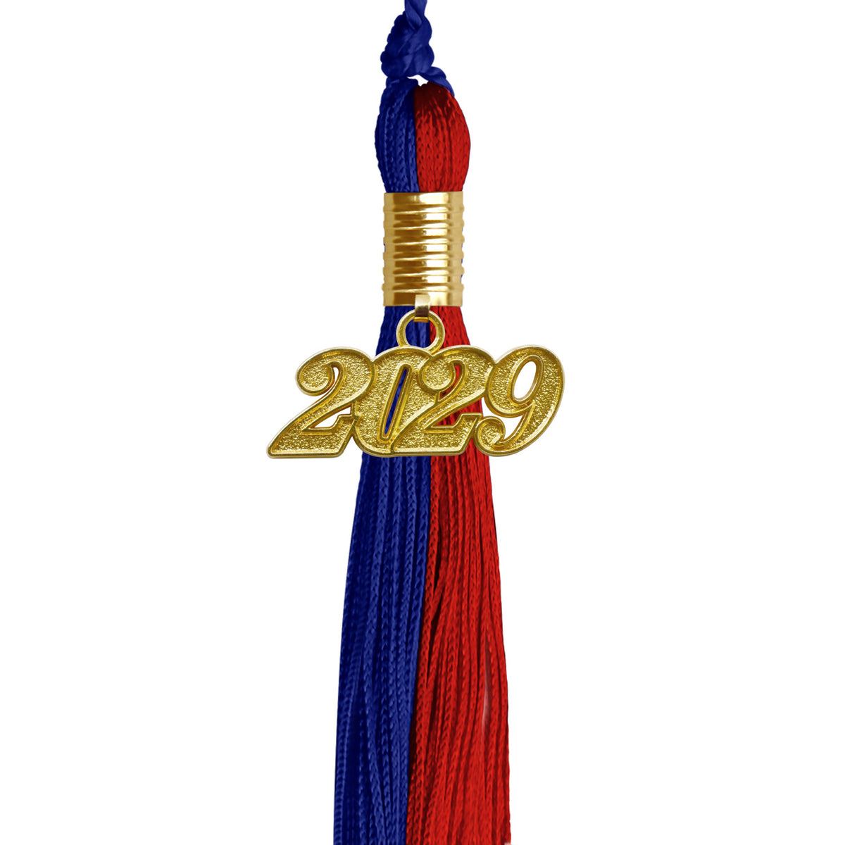 Royal Blue/Red Graduation Tassel with Gold Date Drop by Wholesale Grad Supply