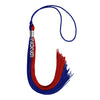 Royal Blue/Red Graduation Tassel with Silver Stacked Date Drop by Wholesale Grad Supply