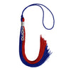 Royal Blue/Red Graduation Tassel with Silver Stacked Date Drop by Wholesale Grad Supply