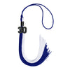 Royal Blue/White Graduation Tassel with Black Bling Charm by Wholesale Grad Supply