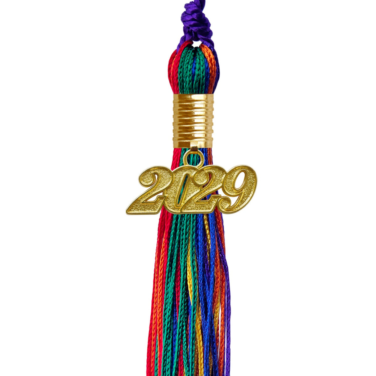 Rainbow Graduation Tassel with Gold Date Drop - Wholesale Grad Supply