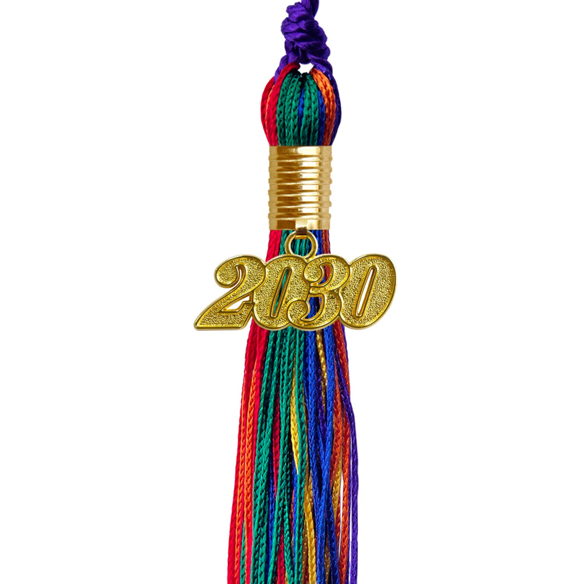 Rainbow Graduation Tassel with Gold Date Drop - Wholesale Grad Supply