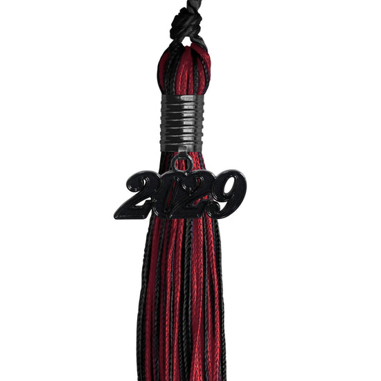 Black/Cardinal Mixed Color Graduation Tassel with Black Date Drop by Wholesale Grad Supply