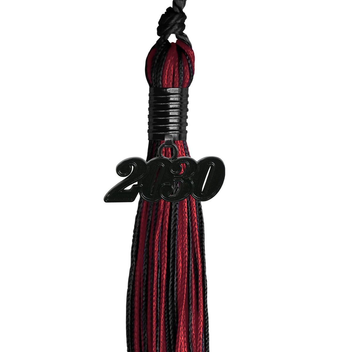 Black/Cardinal Mixed Color Graduation Tassel with Black Date Drop by Wholesale Grad Supply