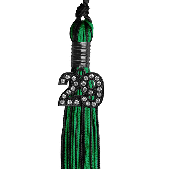 Black/Green Mixed Color Graduation Tassel with Black Bling Charm by Wholesale Grad Supply