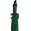 Black/Green Mixed Color Graduation Tassel with Black Bling Charm by Wholesale Grad Supply