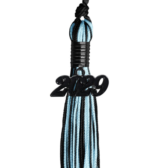 Black/Light Blue Mixed Color Graduation Tassel with Black Date Drop by Wholesale Grad Supply