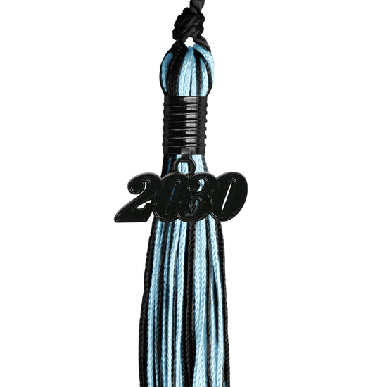Black/Light Blue Mixed Color Graduation Tassel with Black Date Drop by Wholesale Grad Supply