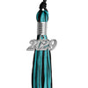 Black/Peacock Mixed Color Graduation Tassel with Silver Date Drop by Wholesale Grad Supply