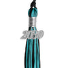 Black/Peacock Mixed Color Graduation Tassel with Silver Date Drop by Wholesale Grad Supply