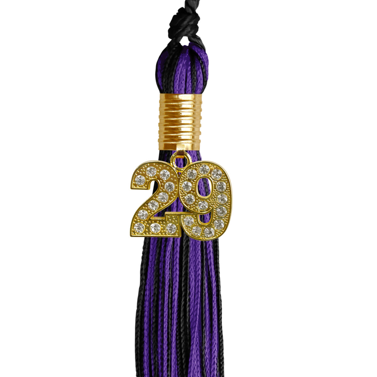 Black/Purple Mixed Color Graduation Tassel with Gold Bling Charm by Wholesale Grad Supply