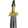 Black/Silver Mixed Color Graduation Tassel with Gold Date Drop by Wholesale Grad Supply