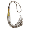 Brown/White Mixed Color Graduation Tassel with Gold Stacked Date Drop by Wholesale Grad Supply