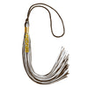 Brown/White Mixed Color Graduation Tassel with Gold Stacked Date Drop by Wholesale Grad Supply